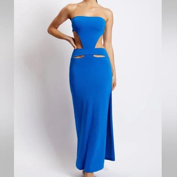 Meshki Strapless Maxi Dress With Cut outs - Cobalt Blue - Picture 1 of 3